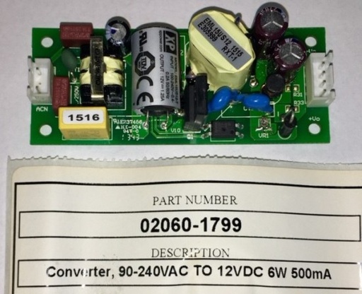 [Converter (90-240VAC to12VDC 6W 500mA)] 02060-1799