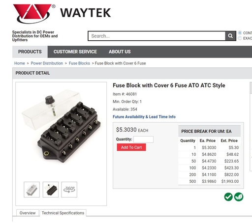 [Block, Fuse  (6 Fuse, ATO, W/Cover)] 02060-2440