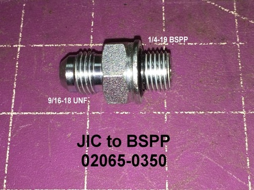 [Fitting, Adapter 9/16-18 UNF-1/4-19 BSPP] 02065-0350