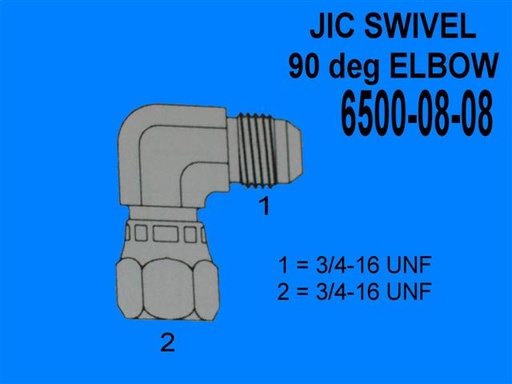 [Fitting, Adapter  90 Deg 3/4X3/4 Swivel] 6500-08-08
